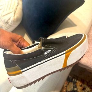 Vans women's size 8.5 black platform slip on tennis shoes